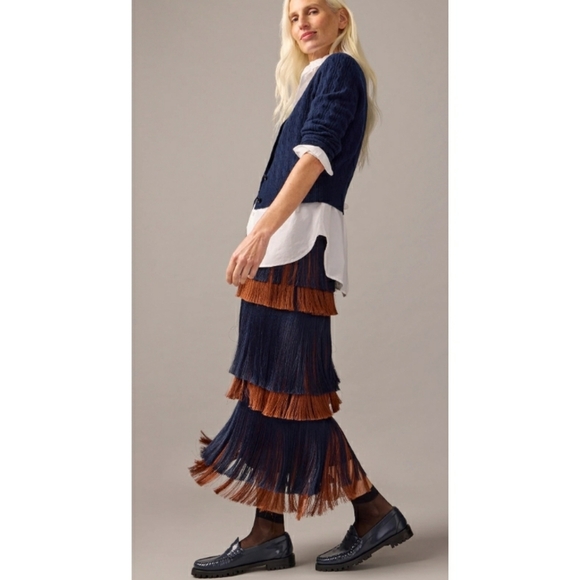 J.Crew Collection tiered fringe skirt - Picture 1 of 14